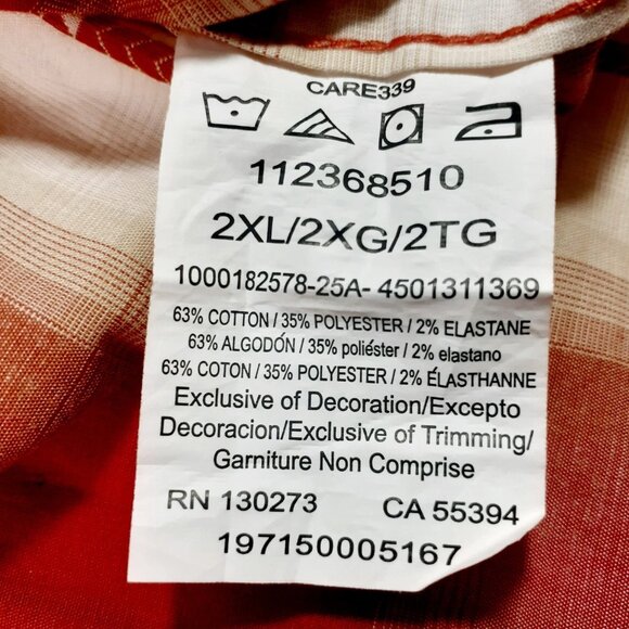 Wrangler Shirt Men's Size 2XL Cinnamon Stick Plaid Short Sleeve Collar Western - Picture 4 of 11